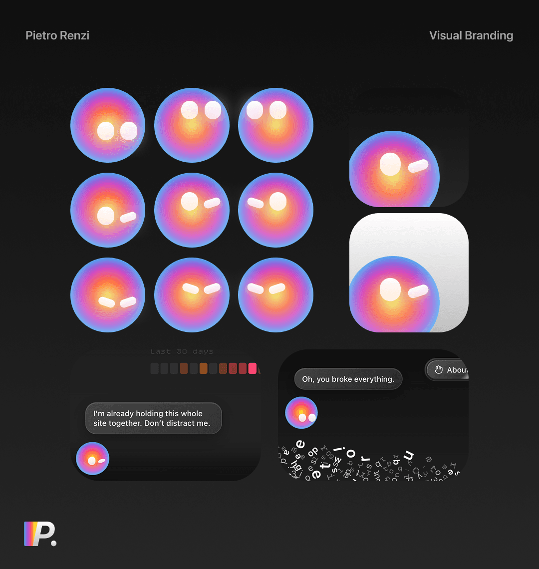 The gradient mascot, a small orb with a face