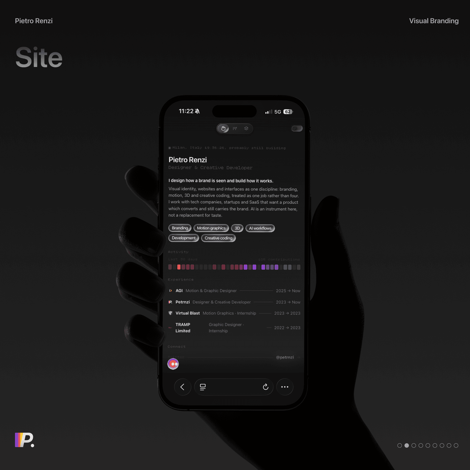 The Petrnzi site on a phone
